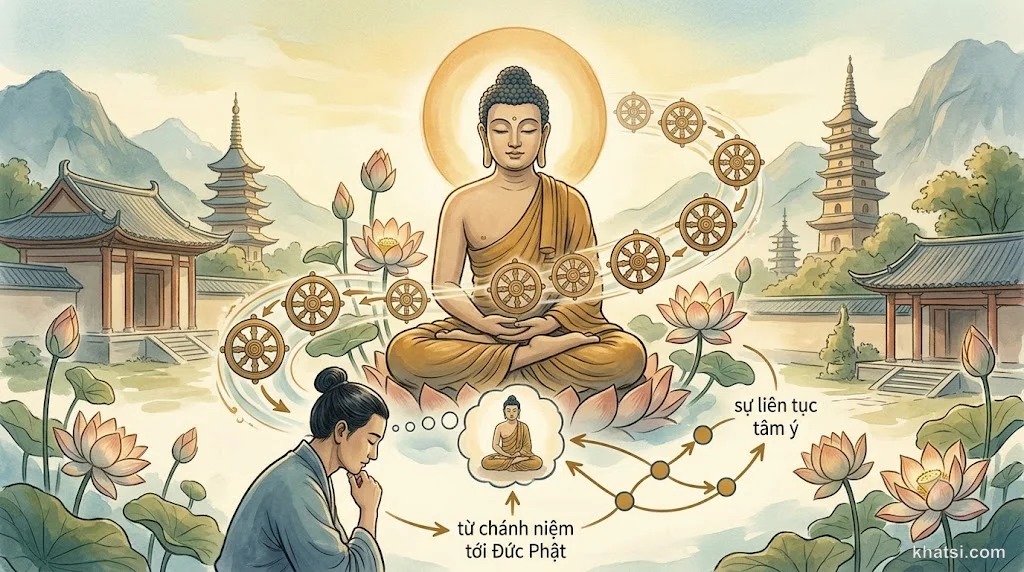 Hình ảnh biểu tượng sự chánh niệm tới Đức Phật, tâm ý thanh tịnh