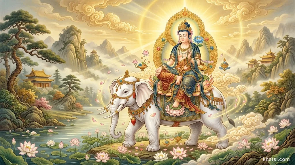 Bồ-tát Phổ Hiền cưỡi voi trắng sáu ngà - biểu tượng đại hạnh trong Phật giáo Đại Thừa