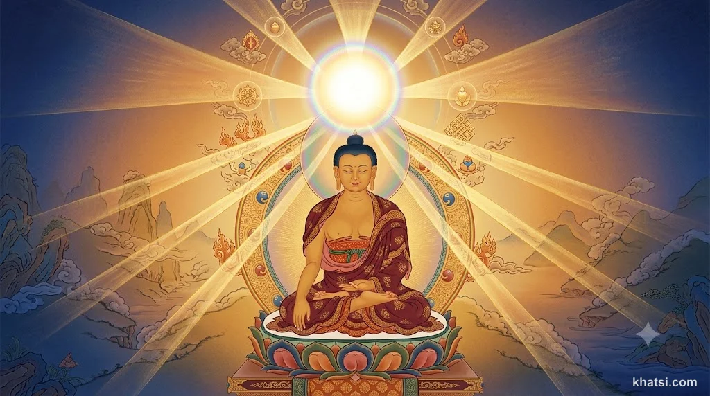 Ánh sáng tỏ sáng trong tâm tư — biểu tượng của Sampajañña (tỉnh thức rõ ràng)
