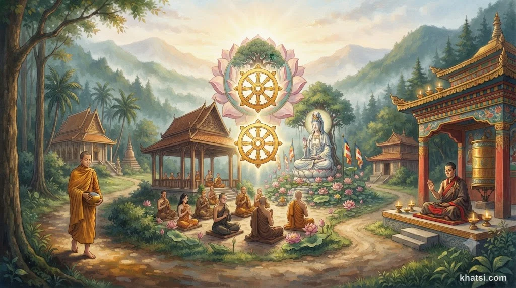 Ba truyền thống Phật giáo lớn: Theravāda, Đại Thừa, Mật Tông cùng tu hành trên những con đường khác nhau