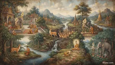 Cảnh minh họa một câu chuyện Jātaka với Bồ-tát đang tu tập các ba-la-mật trong kiếp trước