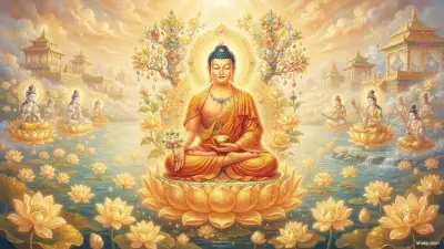 Ánh sáng vô lượng phát ra từ Phật A-Di-Đà, toả ra tám cấp độ tuệ sáng ngời, định chánh định tâm