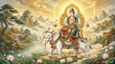 Bồ-tát Phổ Hiền cưỡi voi trắng sáu ngà - biểu tượng đại hạnh trong Phật giáo Đại Thừa