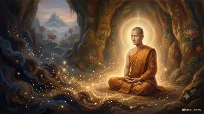 Hình ảnh tượng trưng cho sám hối trong Phật giáo với ánh sáng thanh tịnh xua tan bóng tối nghiệp chướng