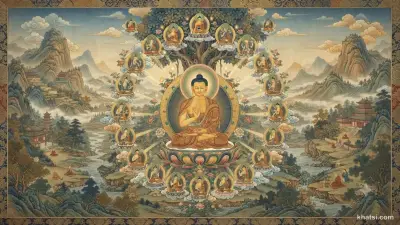 Biểu tượng mười tám pháp riêng của Phật trong ánh sáng linh thiêng