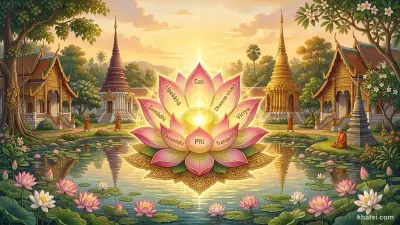 Bảy cánh sen nở rộ xung quanh ánh sáng trung tâm, tượng trưng cho Thất Giác Chi dẫn đến giác ngộ