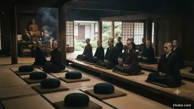 Hành giả ngồi thiền zazen trong phòng thiền yên tĩnh
