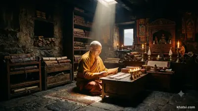 Một vị tăng cầm kinh điển, tâm sáng suốt, ánh sáng phía sau giáo lý và trực giác