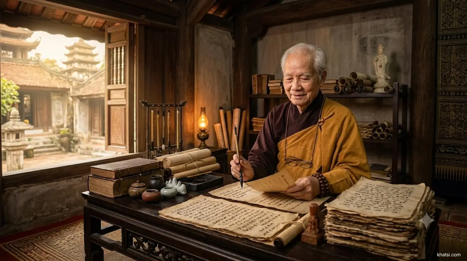 Tâm Bồ Tát Đạo — cánh đơn vàng dang rộng trên nền trời xanh biêu lâm, tượng trưng lý tưởng vô biên cứu cáp chúng sinh